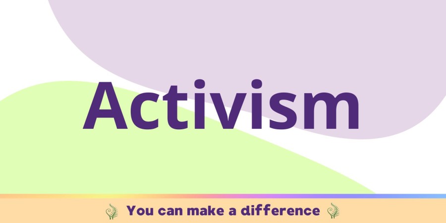 banner saying activism