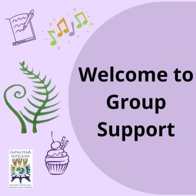 purple group support logo graphic