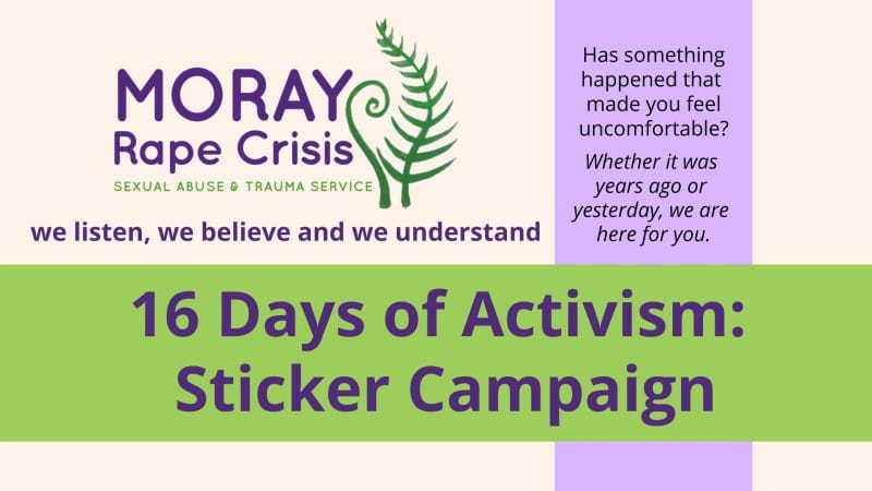 green and purple stripe banner introducing the sticker campaign landing page